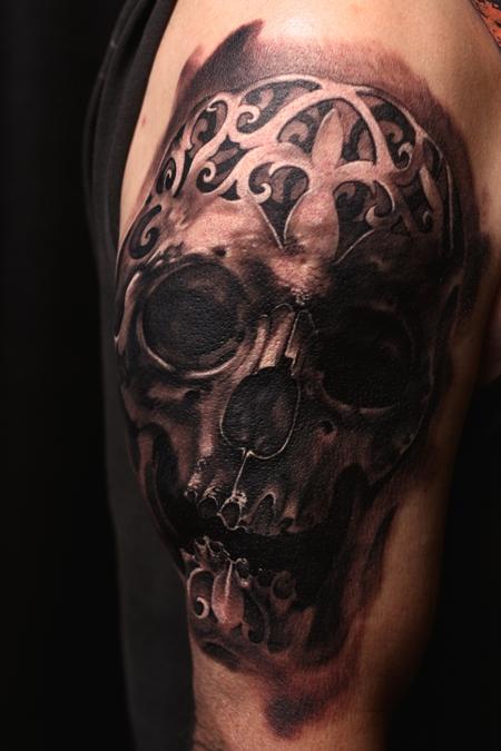 Tattoos - Decorative Skull Half Sleeve - 129729